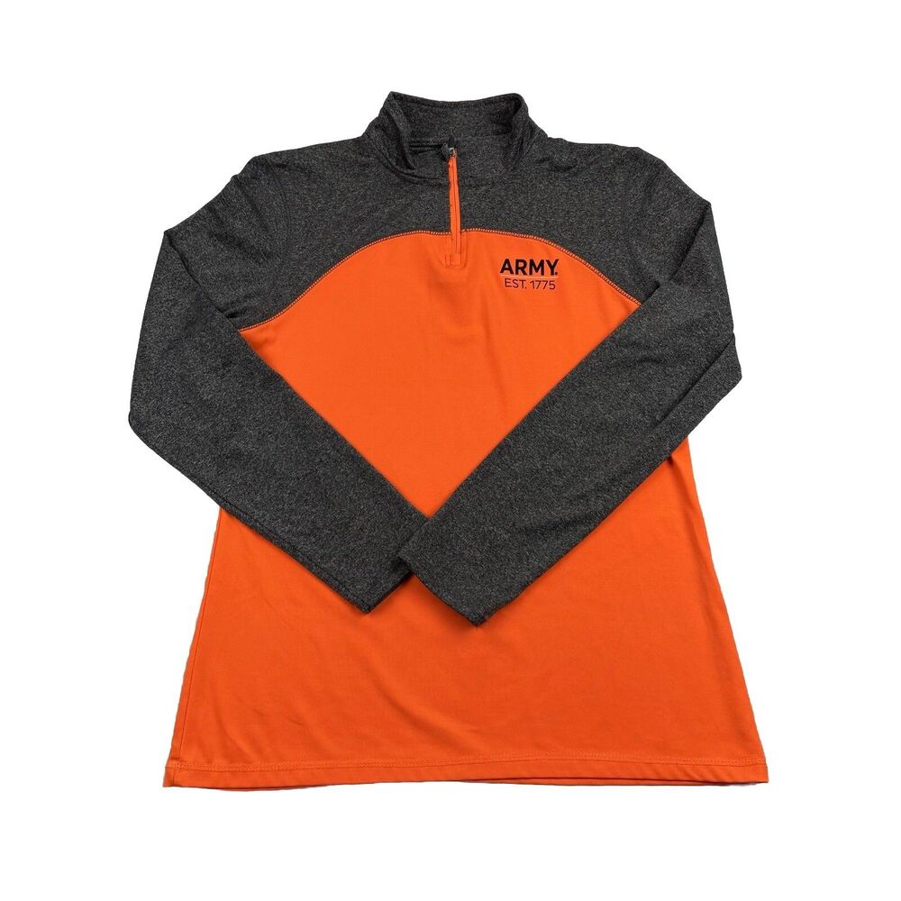 ARMY Performance 1/4 Zip Pullover Mens M Orange Gray Lightweight Long Sleeve